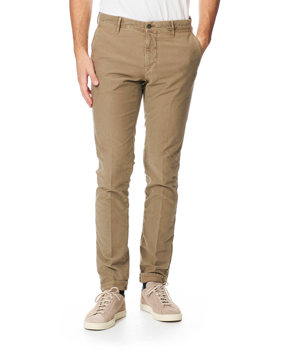 Homme | Pantalons | Incotex | Slim Fit Garment Dyed Washed Slacks Beige