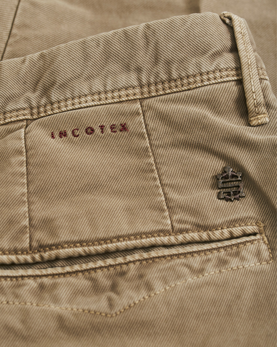 Homme | Pantalons | Incotex | Slim Fit Garment Dyed Washed Slacks Beige