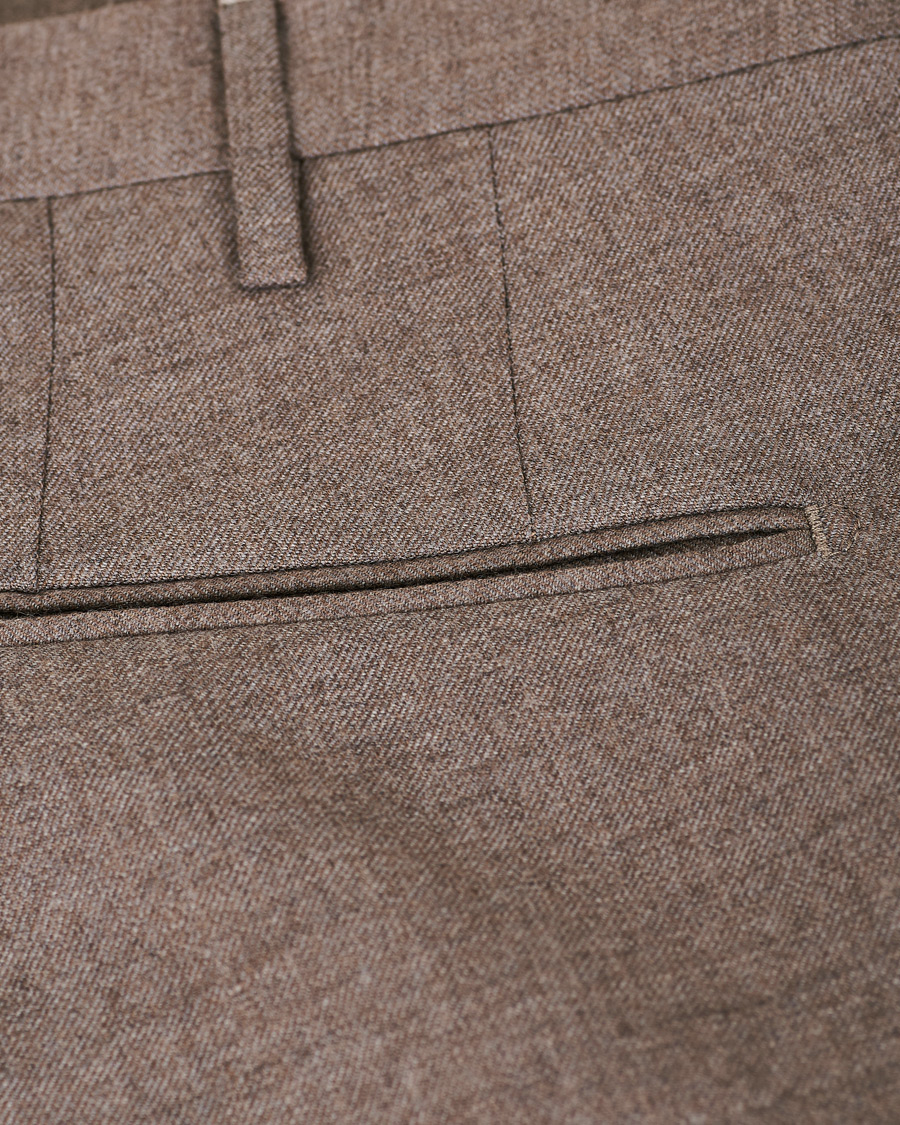 Homme | Pantalons | Incotex | Slim Fit Super 120s Flannel Trousers Beige Melange