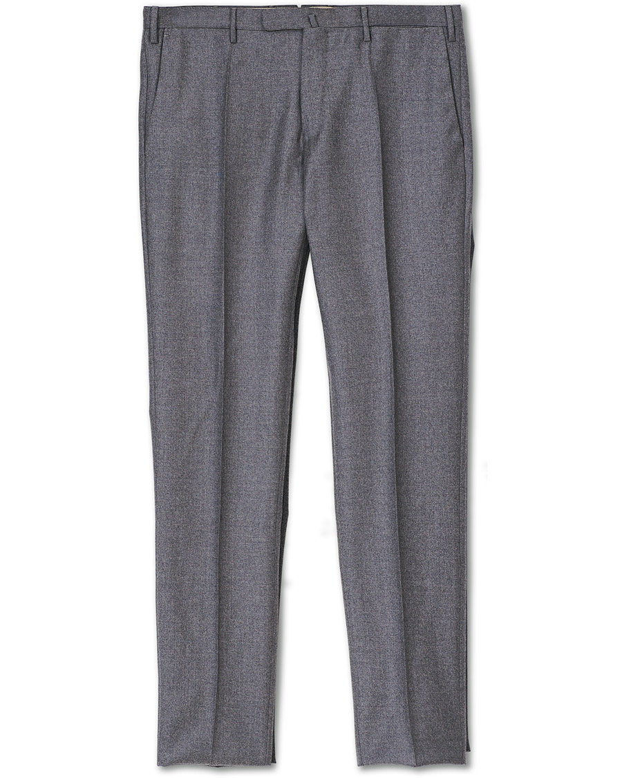 Homme | Pantalons | Incotex | Slim Fit Super 120s Flannel Trousers Grey Melange