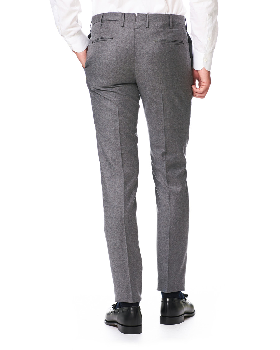 Homme | Pantalons | Incotex | Slim Fit Super 120s Flannel Trousers Grey Melange