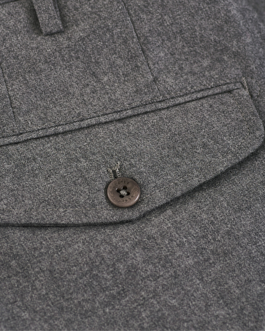 Homme | Pantalons | Incotex | Slim Fit Pleated Flannel Trousers Grey Melange