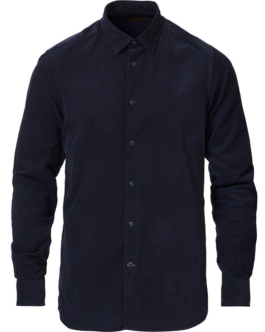 Homme | Chemises | Morris | Cedric Baby Cord Button Under Shirt Blue