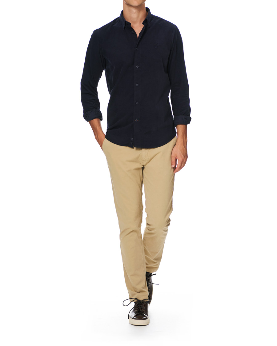 Homme | Chemises | Morris | Cedric Baby Cord Button Under Shirt Blue