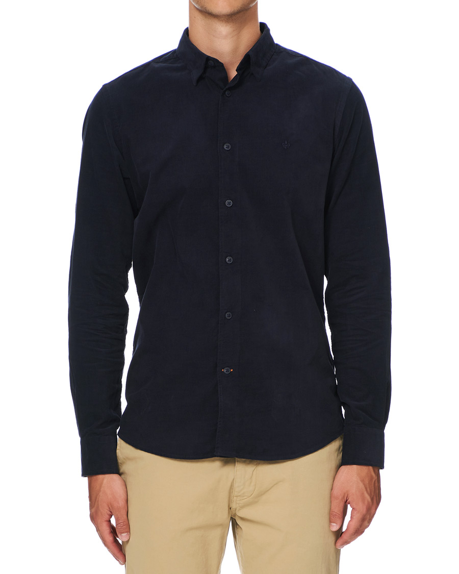 Homme | Chemises | Morris | Cedric Baby Cord Button Under Shirt Blue