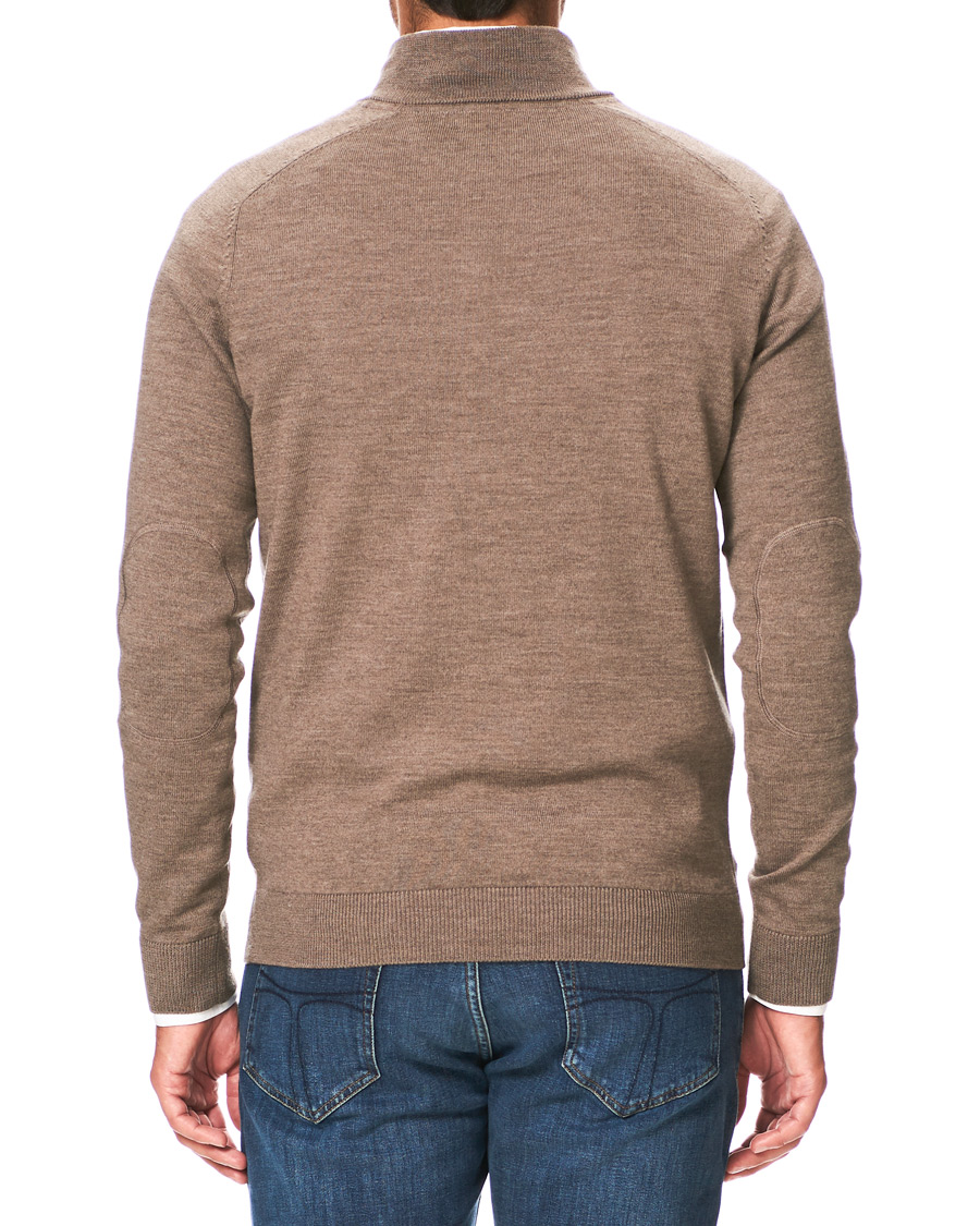 Heren | Truien | Morris | John Merino Half Zip Light Brown