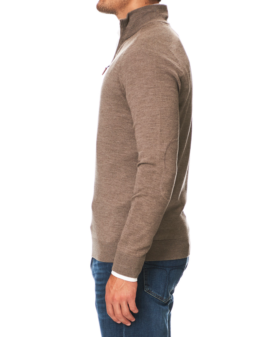 Heren | Truien | Morris | John Merino Half Zip Light Brown
