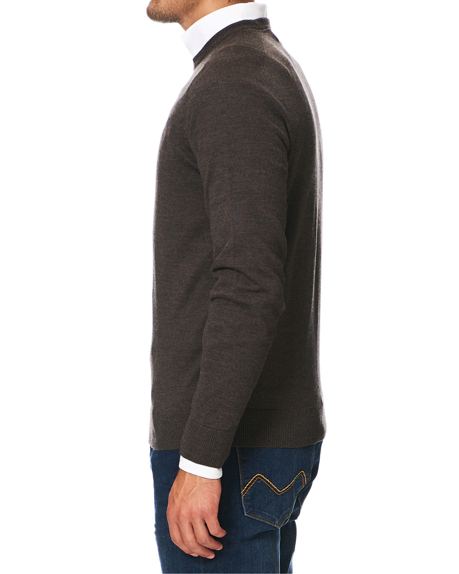 Homme | Pulls Et Tricots | Morris | Merino Crew Neck Dark Brown XXL
