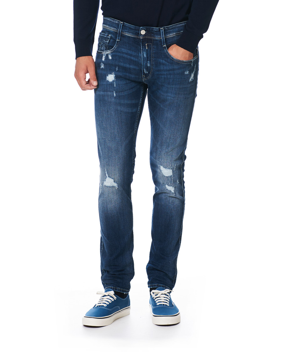 Homme | Jeans | Replay | Anbass Superstretch Destroyed Jeans Blue