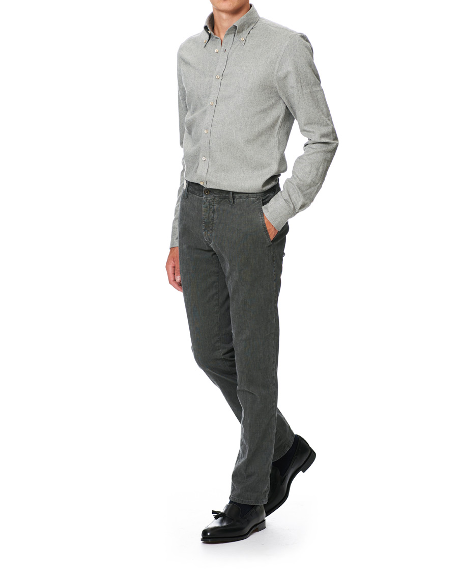 Homme | Chemises | Stenströms | Slimline Flannel Shirt Grey
