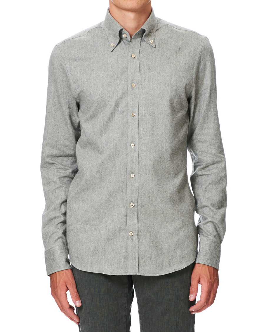 Homme | Chemises | Stenströms | Slimline Flannel Shirt Grey