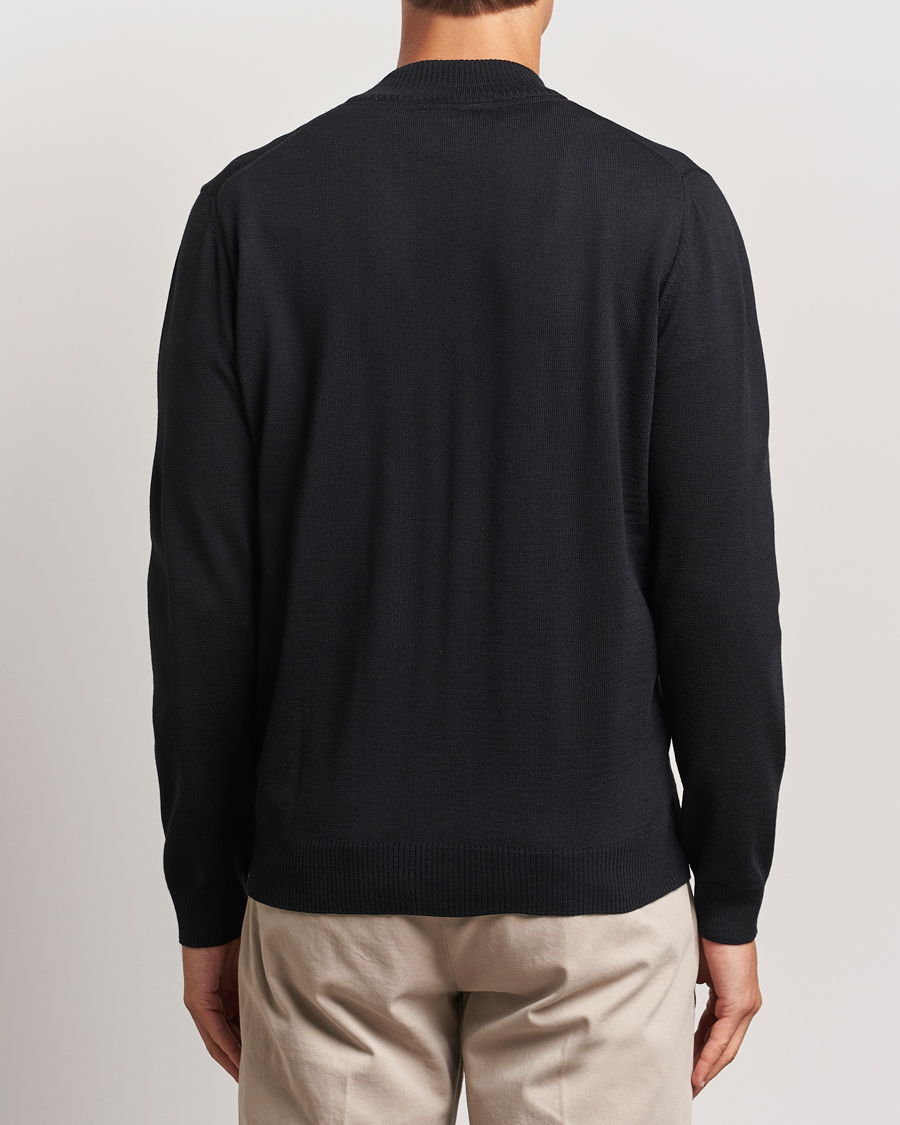 Heren | Truien | Stenströms | Merino Full Zip Black