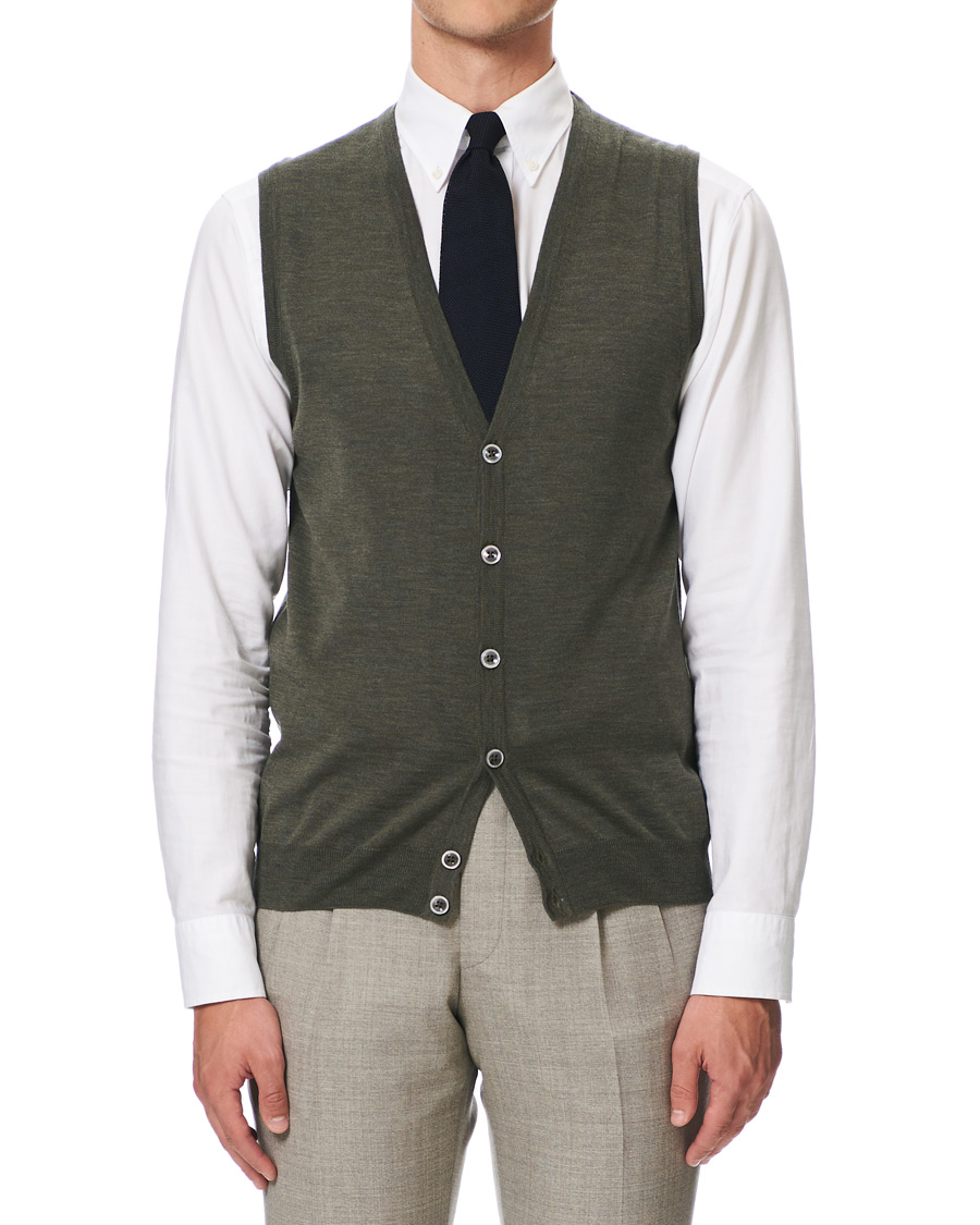 Homme | Pulls Et Tricots | Stenströms | Merino Slipover Green