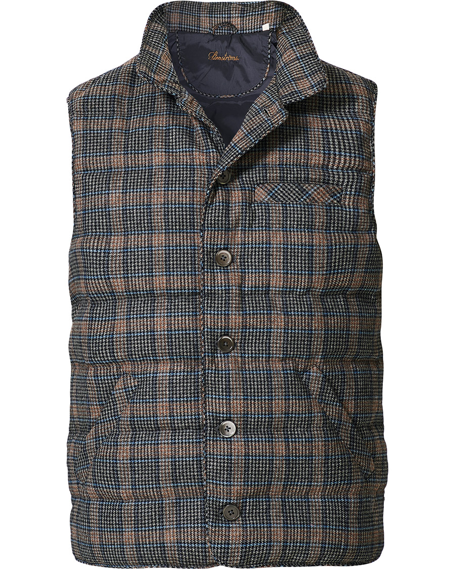 Heren | Jassen | Stenströms | Quilted Check Wool Vest Navy