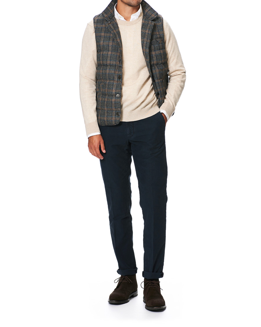 Heren | Jassen | Stenströms | Quilted Check Wool Vest Navy