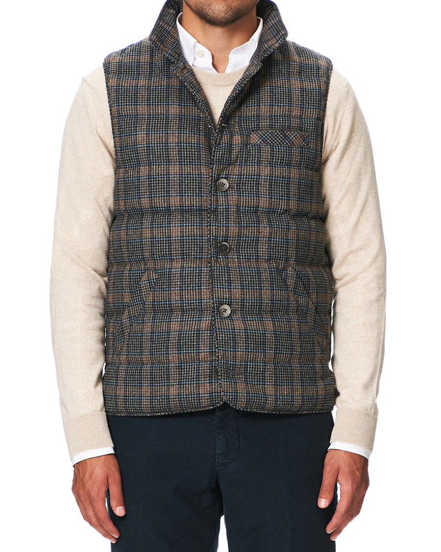 Heren | Jassen | Stenströms | Quilted Check Wool Vest Navy