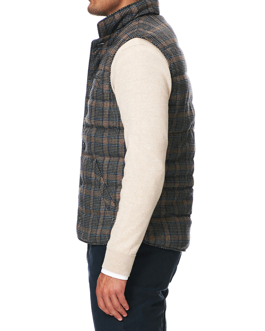 Heren | Jassen | Stenströms | Quilted Check Wool Vest Navy