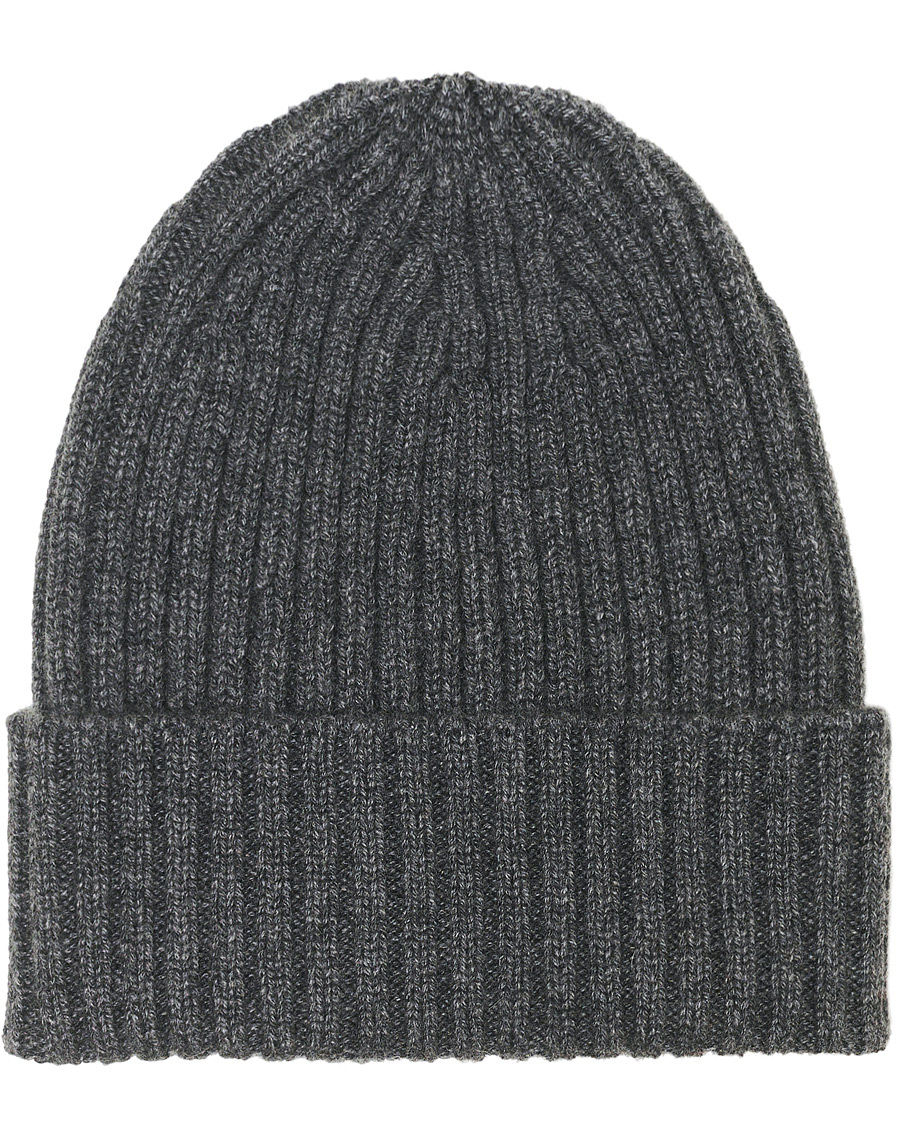 Homme | Piacenza Cashmere Ribbed Cashmere Beanie Grey Melange | Piacenza Cashmere | Ribbed Cashmere Beanie Grey Melange