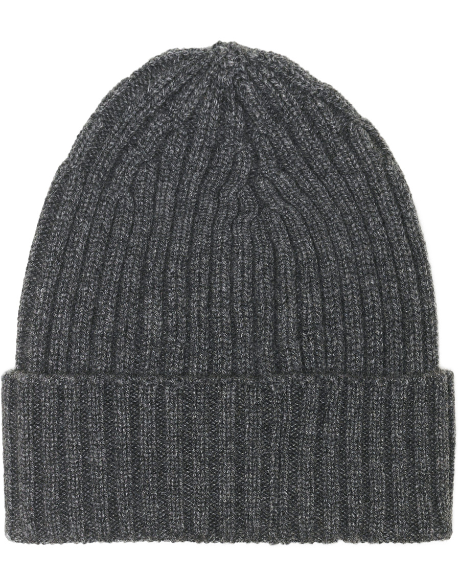 Homme | Piacenza Cashmere Ribbed Cashmere Beanie Grey Melange | Piacenza Cashmere | Ribbed Cashmere Beanie Grey Melange