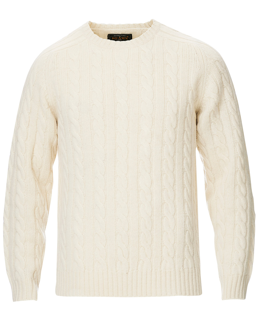 Homme | Pulls Et Tricots | BEAMS PLUS | Crew Neck Cable Sweater White
