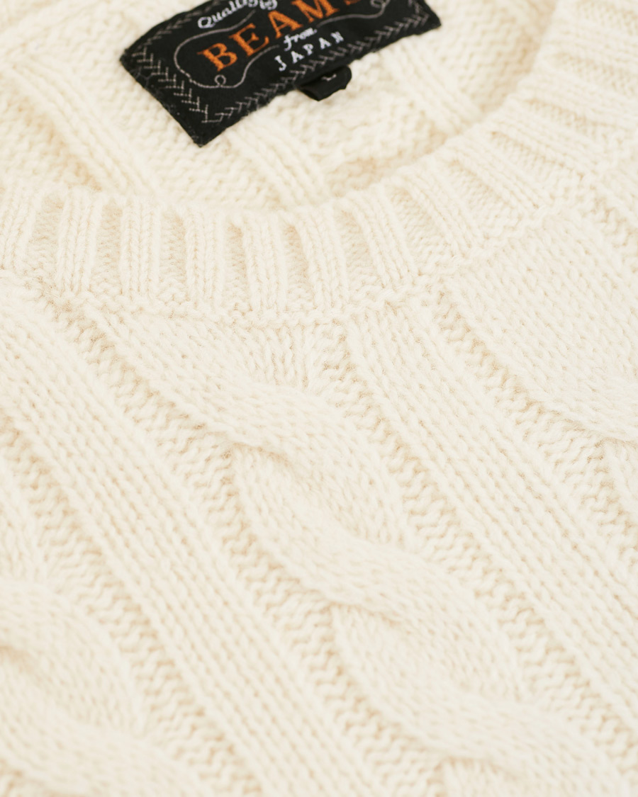 Homme | Pulls Et Tricots | BEAMS PLUS | Crew Neck Cable Sweater White