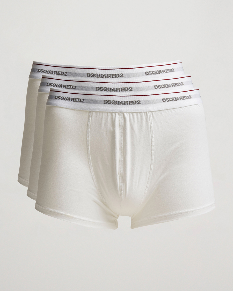 Homme | Sous-Vêtements Et Chaussettes | Dsquared2 | 3-Pack Cotton Stretch Trunk White