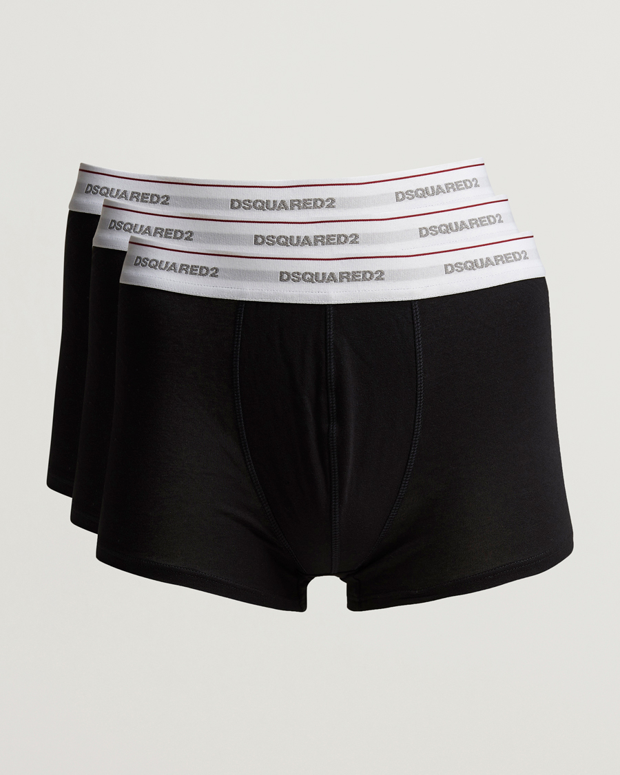 Homme | Sous-Vêtements Et Chaussettes | Dsquared2 | 3-Pack Cotton Stretch Trunk Black