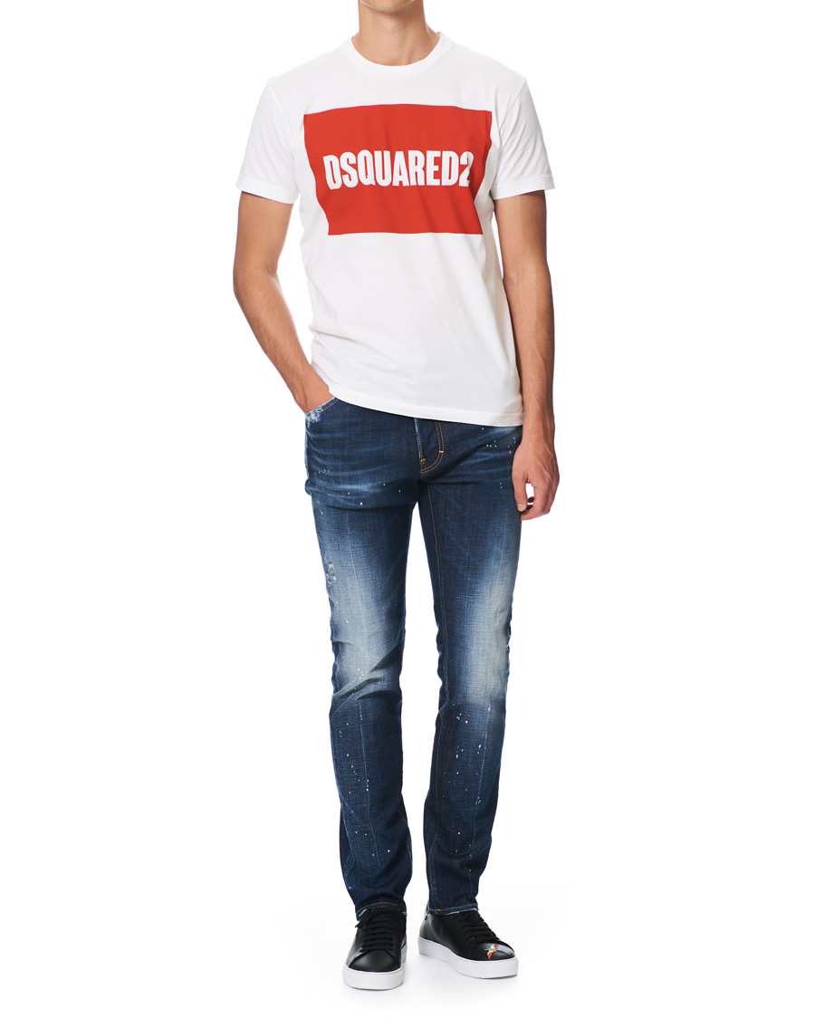 Heren | T-shirts | Dsquared2 | Cool Fit Box Print Logo Crew Neck Tee White