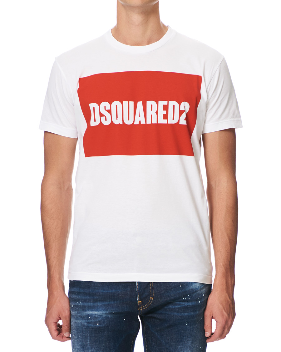 Heren | T-shirts | Dsquared2 | Cool Fit Box Print Logo Crew Neck Tee White