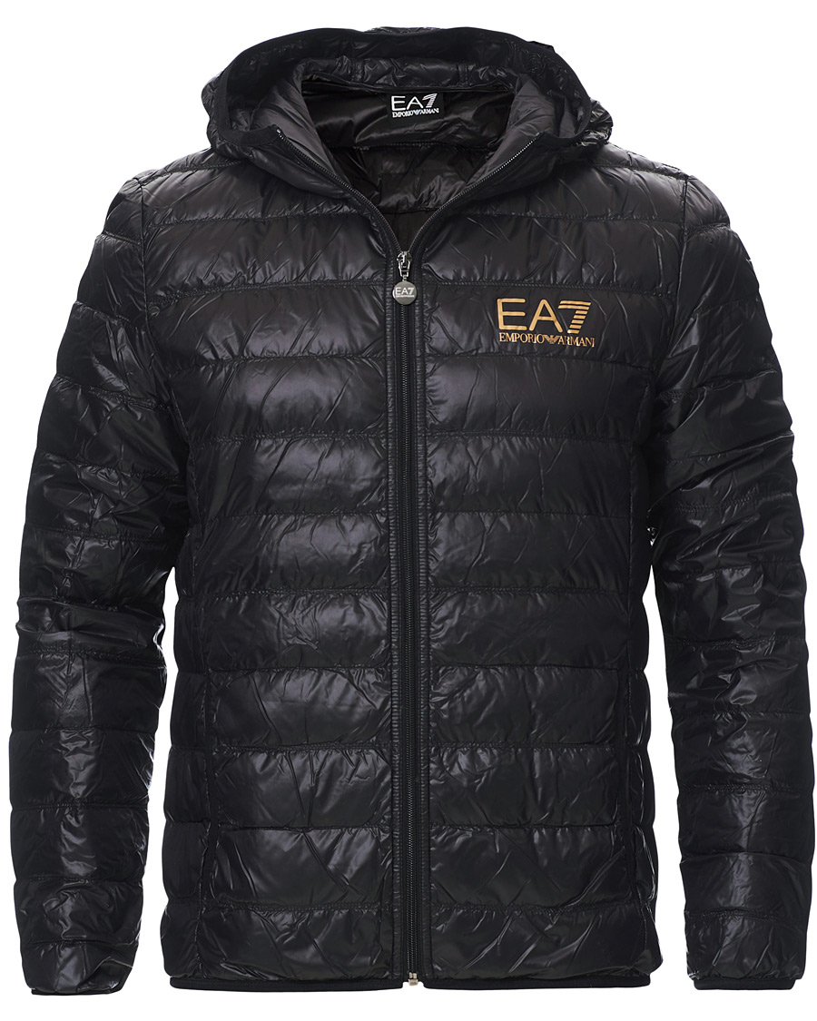 Homme | Manteaux Et Vestes | EA7 | Train Core Light Down Hoodie Jacket Black/Gold