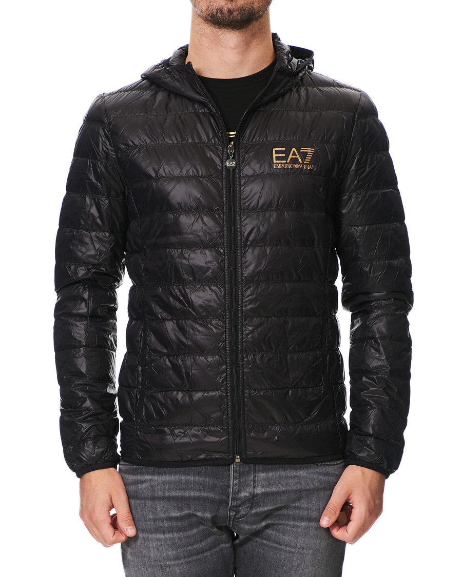 Homme | Manteaux Et Vestes | EA7 | Train Core Light Down Hoodie Jacket Black/Gold