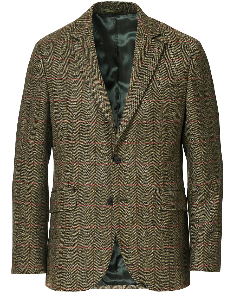 Homme | Blazers | Hackett | Herringbone Checked Tweed Blazer Green