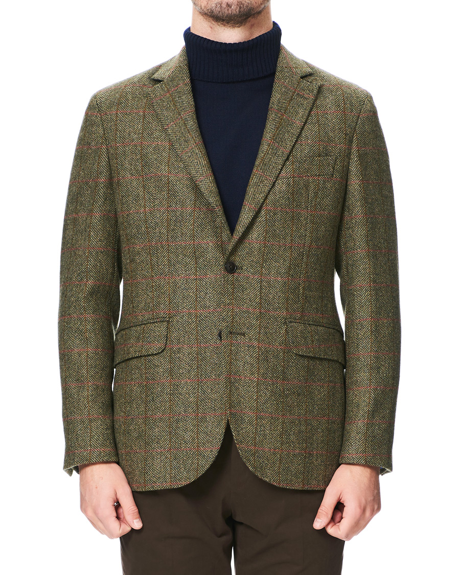 Homme | Blazers | Hackett | Herringbone Checked Tweed Blazer Green