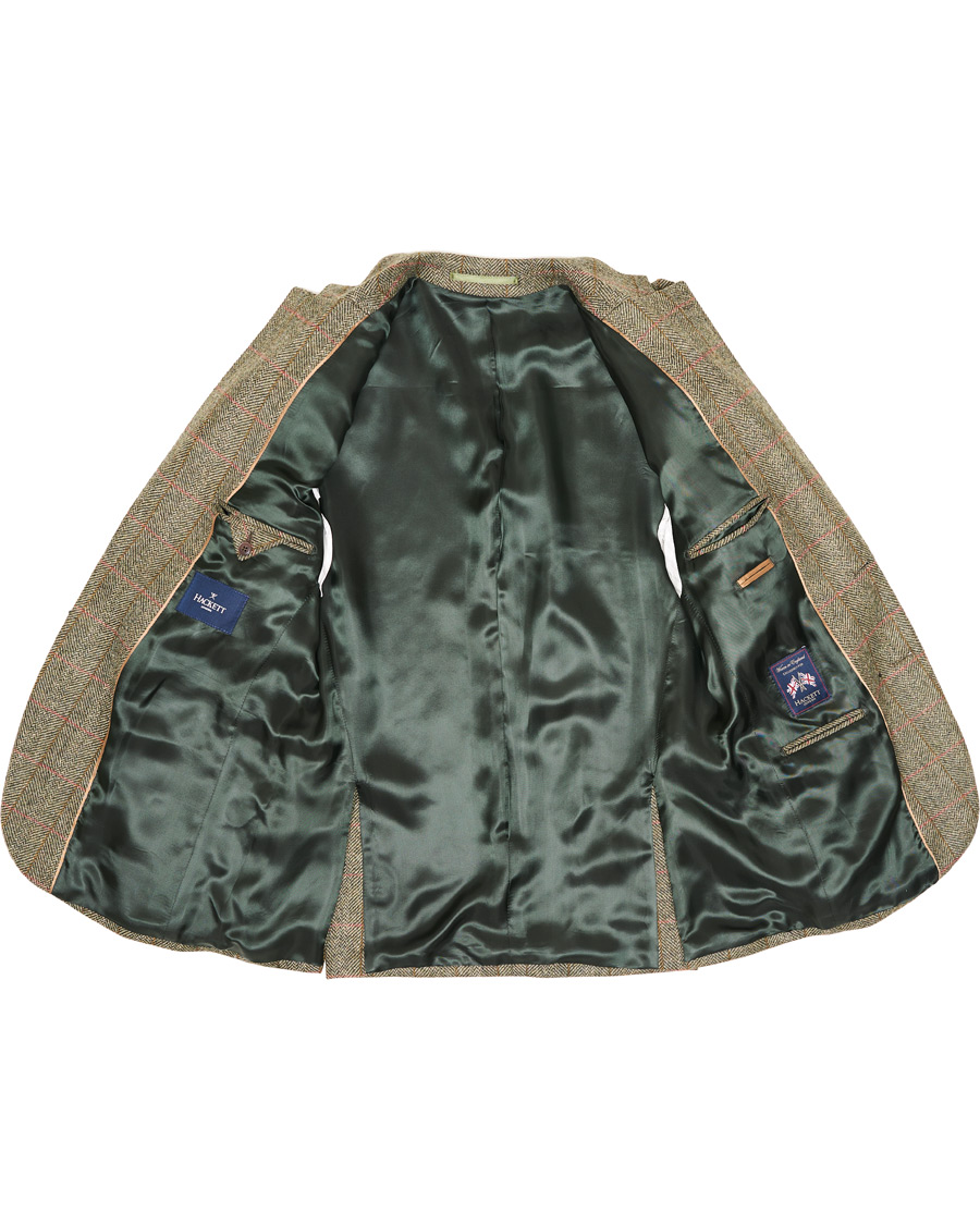 Homme | Blazers | Hackett | Herringbone Checked Tweed Blazer Green