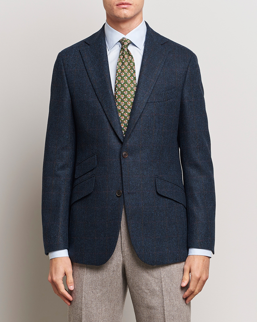 Heren | Blazers | Walker Slater | Edward Lambswool Windowpane Blazer Navy
