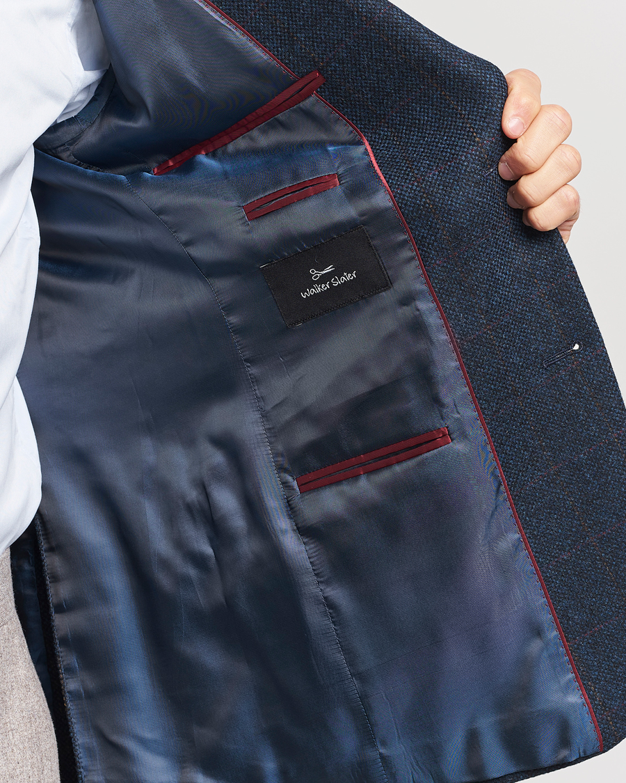 Heren | Blazers | Walker Slater | Edward Lambswool Windowpane Blazer Navy