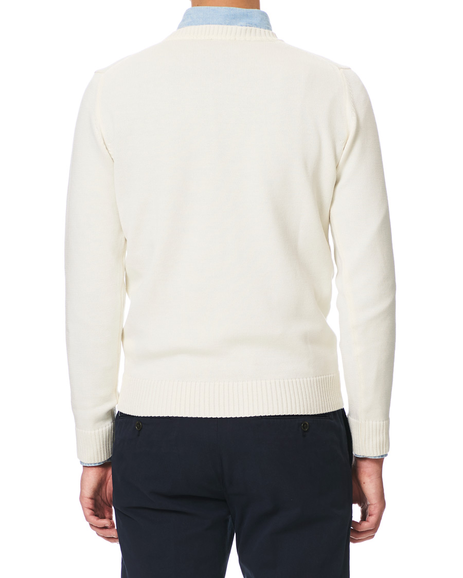 Heren | Truien | Stenströms | Heavy Knitted Merino Crew Neck Cream