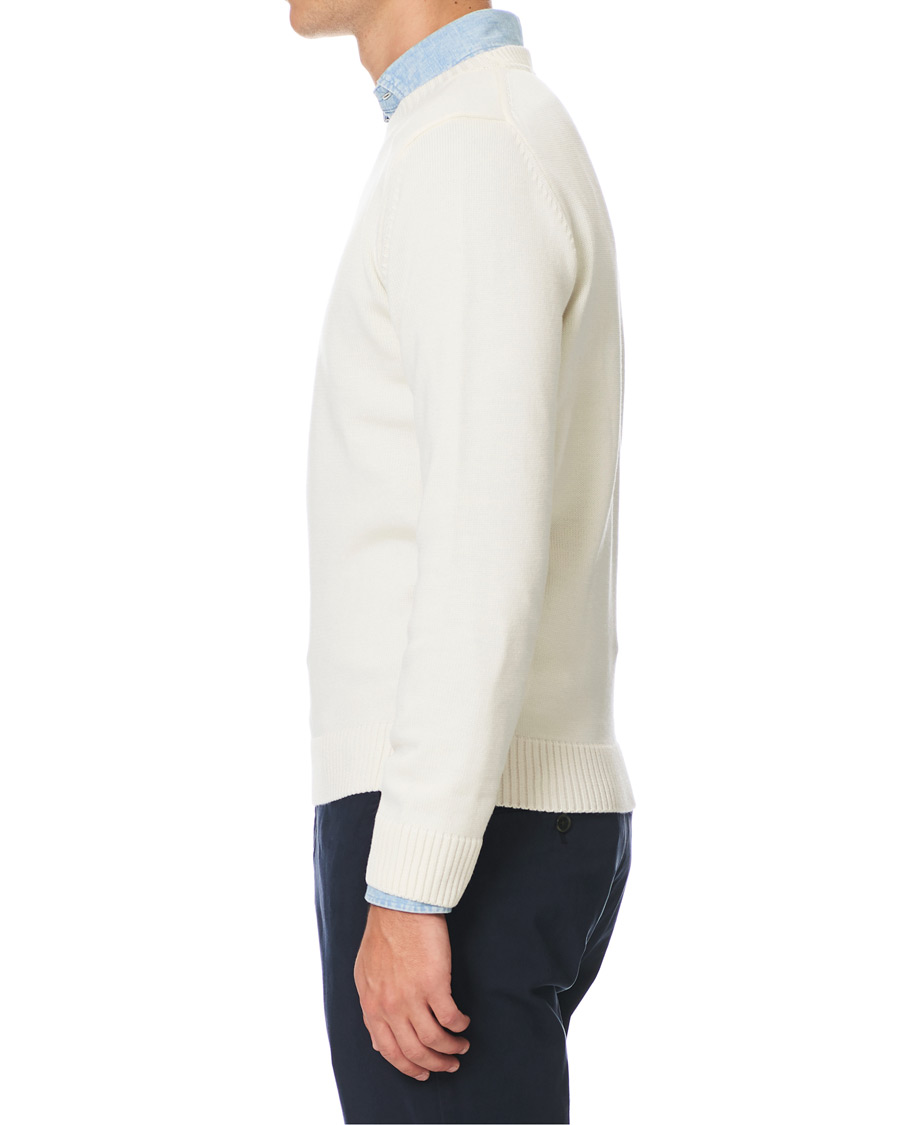 Heren | Truien | Stenströms | Heavy Knitted Merino Crew Neck Cream