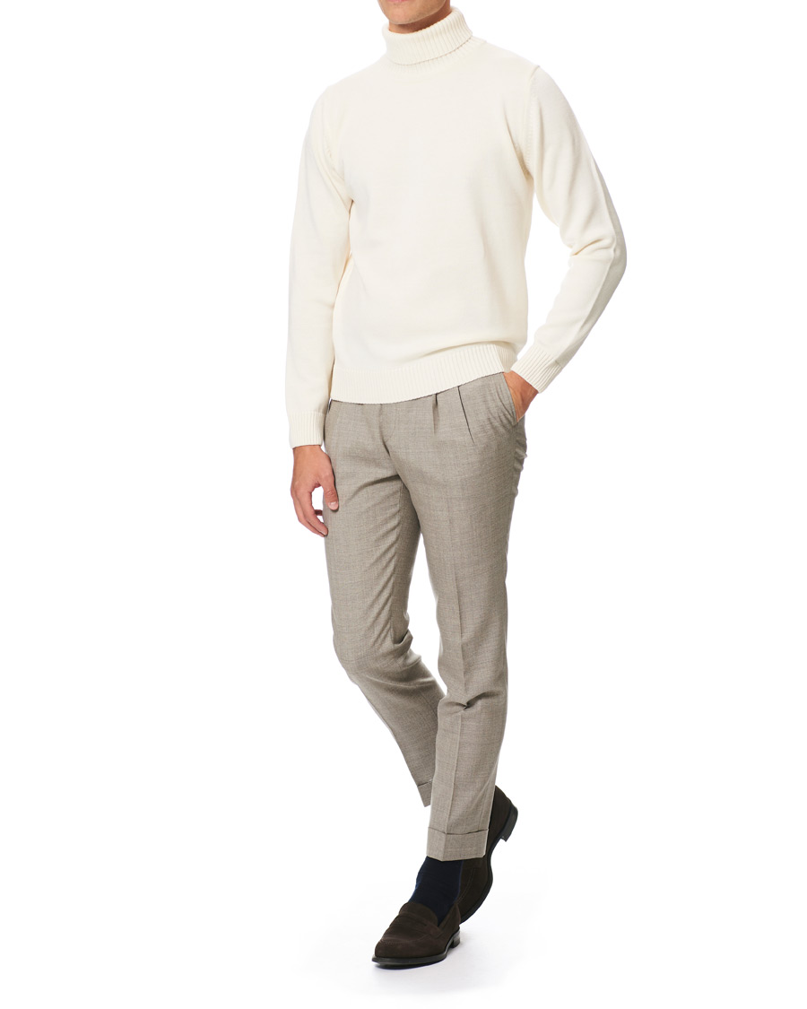 Homme | Pulls Et Tricots | Stenströms | Heavy Knitted Merino Rollneck Cream