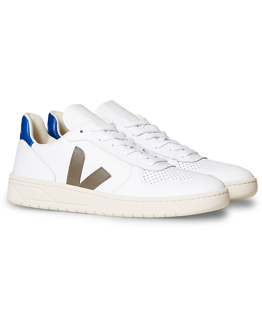 Homme | Veja V-10 Leather Sneaker Extra White/Kaki Indigo | Veja | V-10 Leather Sneaker Extra White/Kaki Indigo