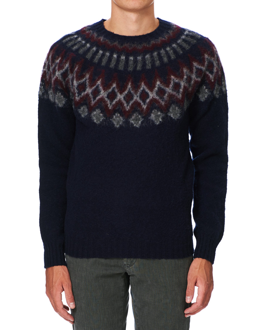 Homme | Pulls Et Tricots | Howlin' | Brushed Wool Fair Isle Crew Sweater Navy
