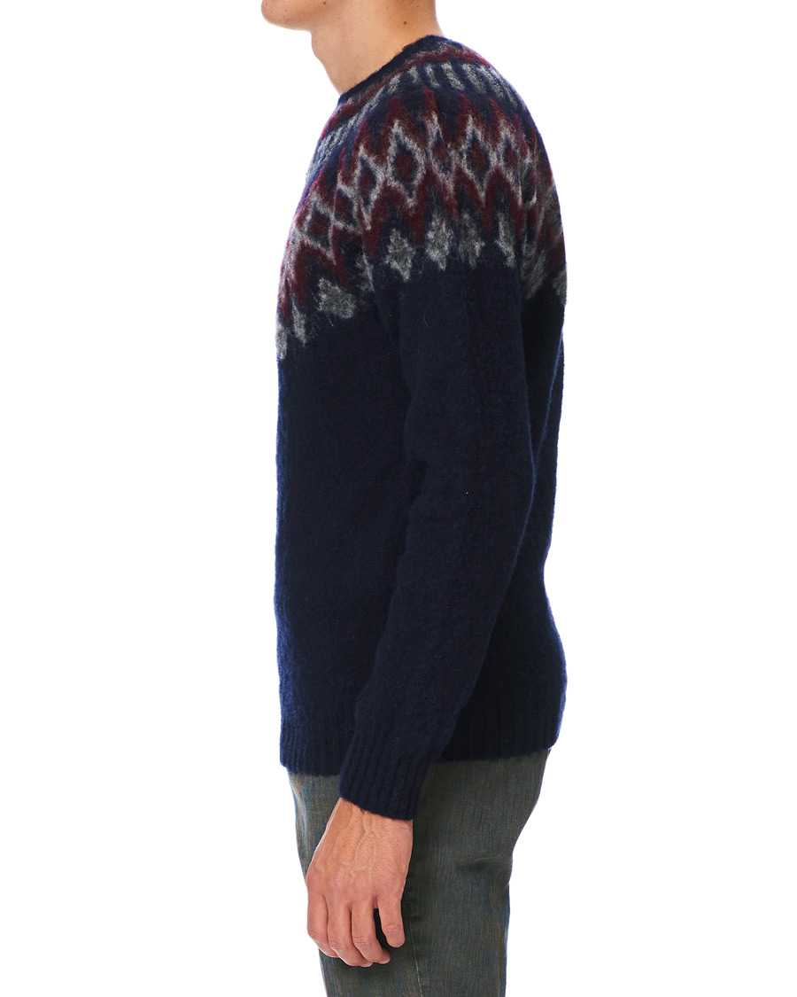 Homme | Pulls Et Tricots | Howlin' | Brushed Wool Fair Isle Crew Sweater Navy