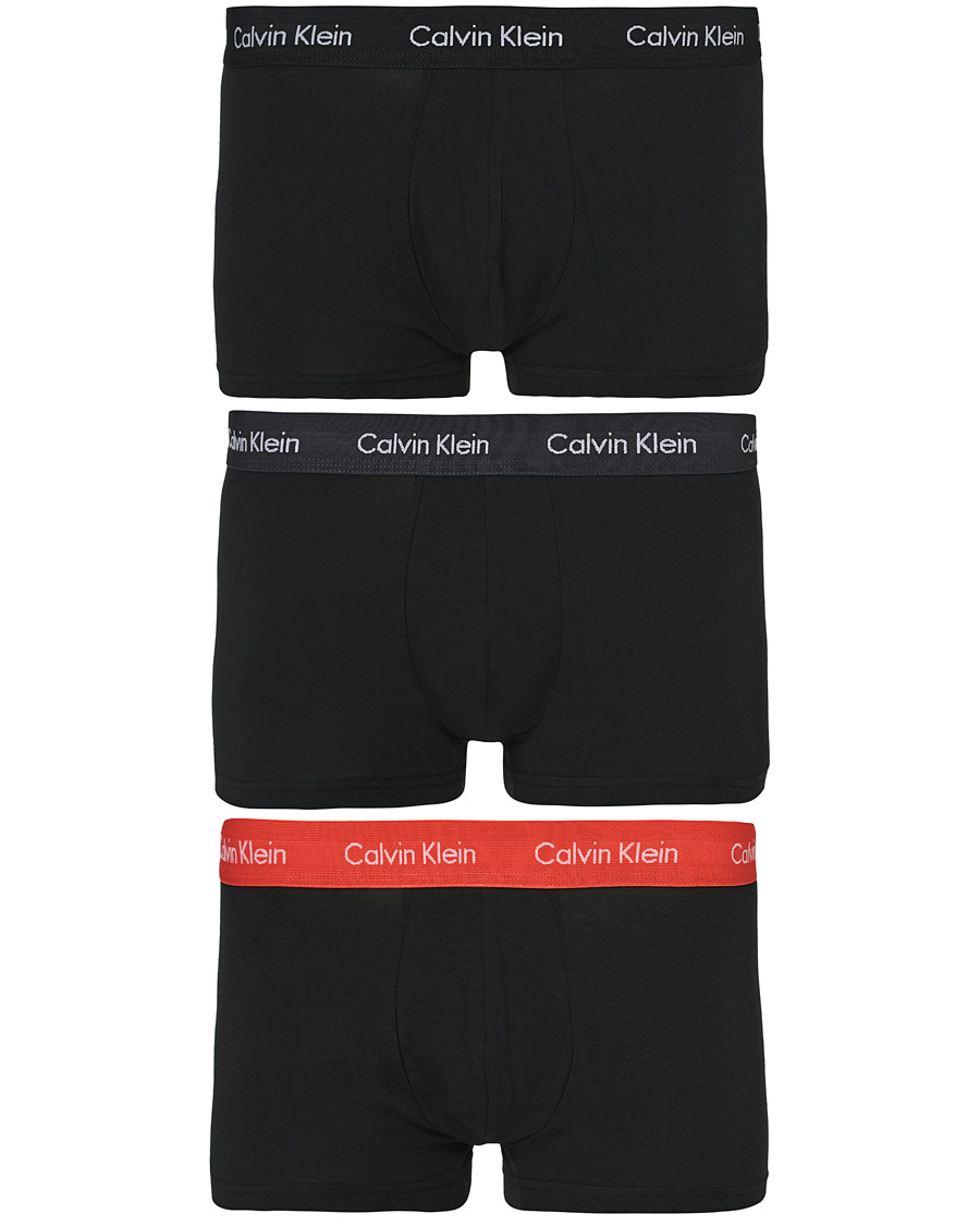 Heren | Ondergoed | Calvin Klein | Cotton Stretch 3-Pack Low Rise Trunk Black/Coral/Grey