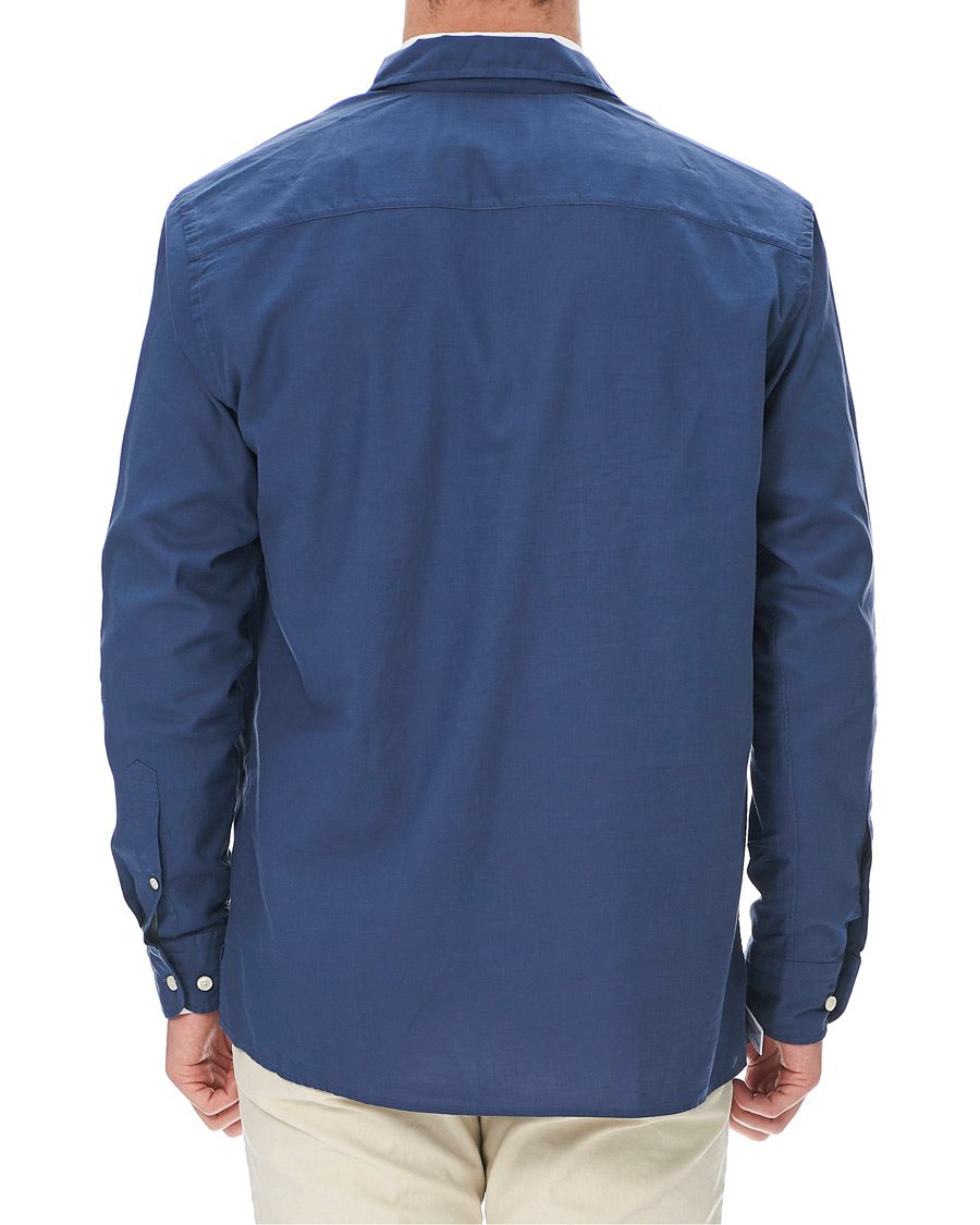 Heren | Overhemden | Eton | Slim Fit Cotton Half Zip Shirt Blue