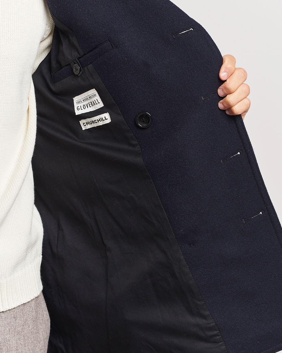 Heren | Jassen | Gloverall | Churchill Reefer Peacoat Navy