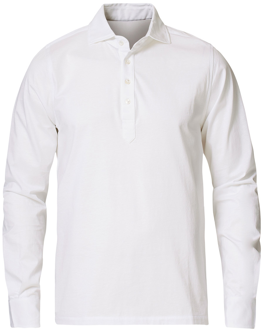 Homme | Chemises | Stenströms | Cotton Popover Poloshirt White