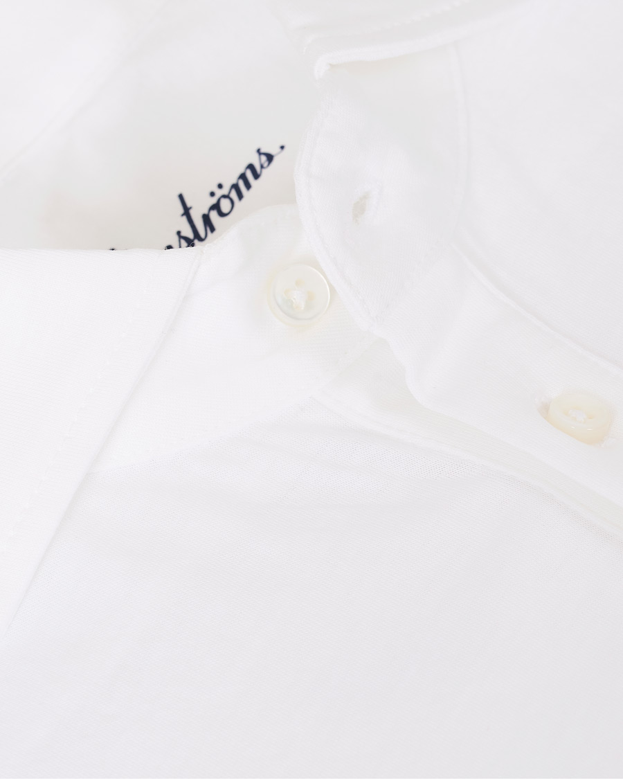 Homme | Chemises | Stenströms | Cotton Popover Poloshirt White