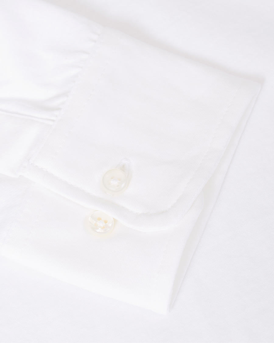 Homme | Chemises | Stenströms | Cotton Popover Poloshirt White