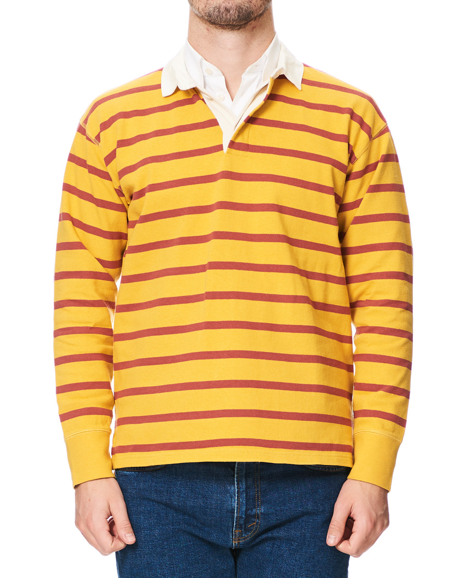 Homme | Pulls Et Tricots | Drake's | Long Sleeve Rugby Strype Yellow/Red