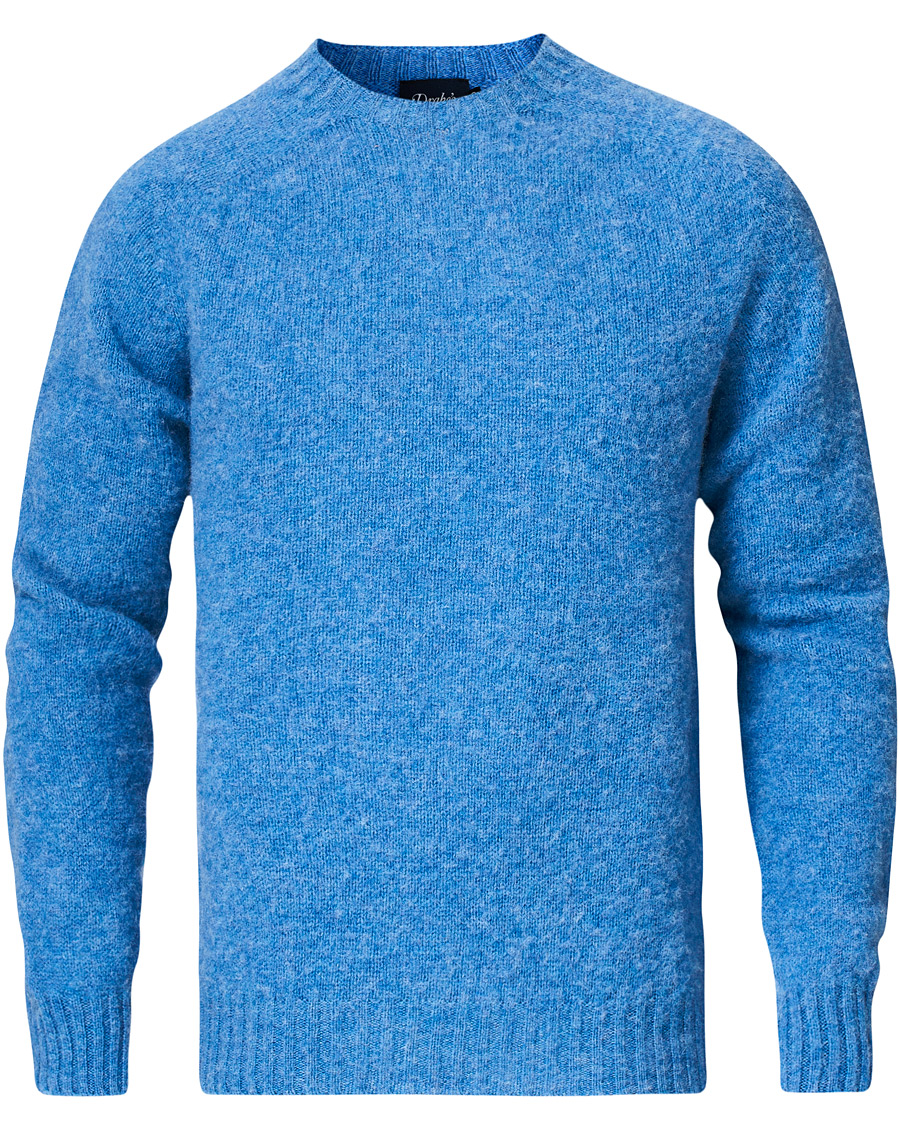 Homme | Pulls Et Tricots | Drake's | Brushed Shetland Wool Crew Neck Fresh Surf